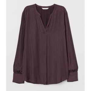 NEW H&M MAMA V-NECK NURSING BLOUSE Striped Dark Purple‎ Sz Small L1